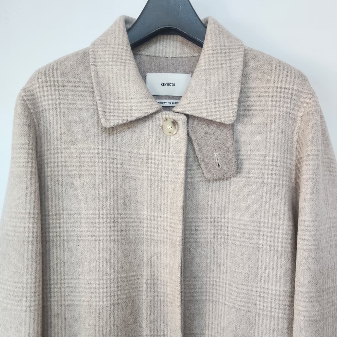 KEYNOTE 핸드메이드 체크 롱코트 베이지 상품이미지2