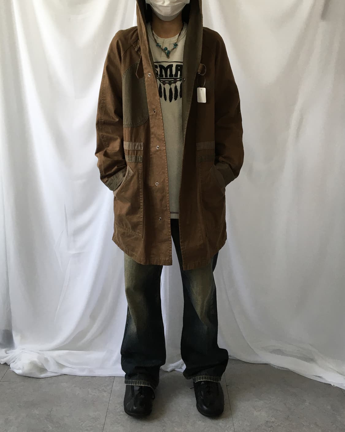 Patch point hood cotton coat 상품이미지6
