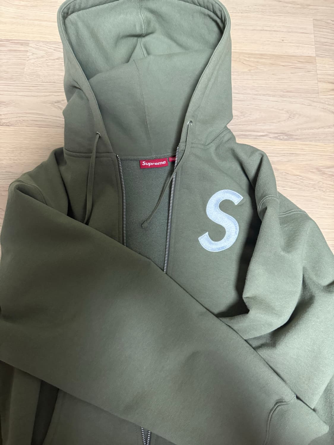 24FW 슈프림 s로고 후드집업 올리브 상품이미지1