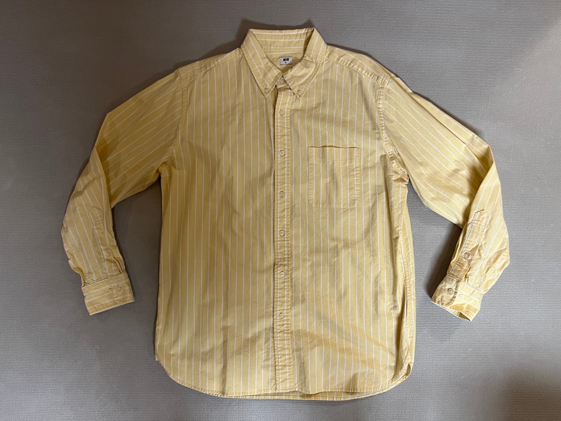 유니클로 스트라이프 긴팔 셔츠(엘로우) XL 상품이미지1