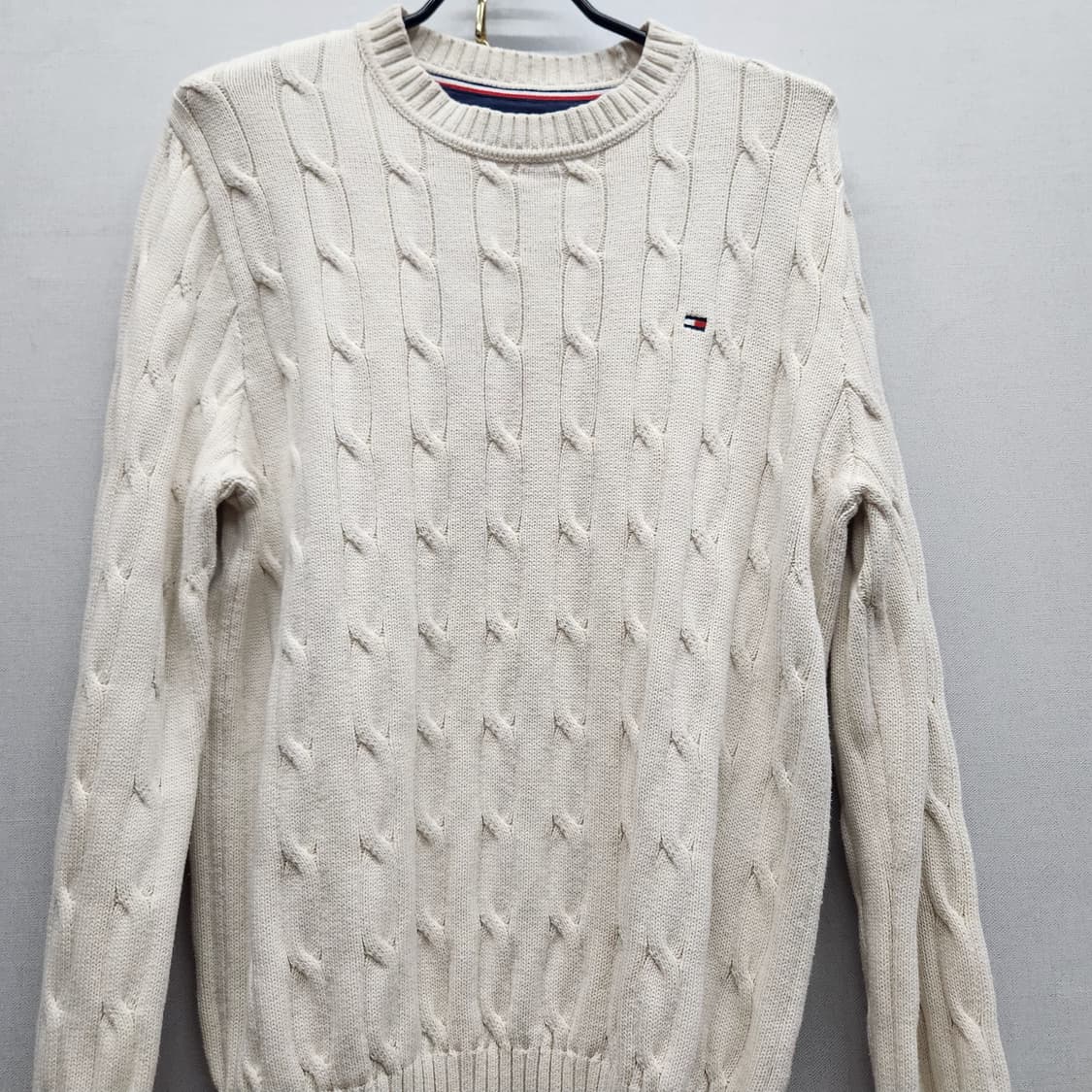 타미힐피거 로고 꽈배기 코튼 니트 S/P(M) 상품이미지3