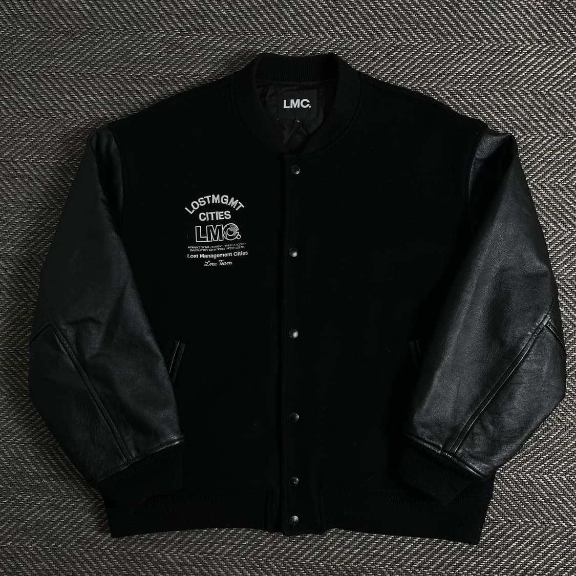 LMC 빅로고 소가죽 울 바시티 자켓 블랙y 3065 상품이미지3