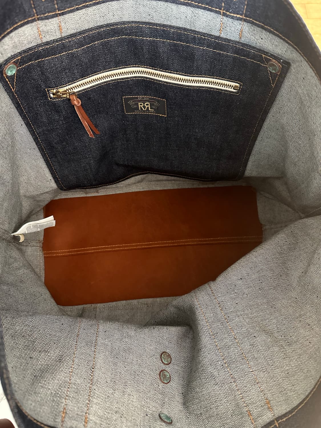 RRL 레더트림 데님 토트백 상품이미지7