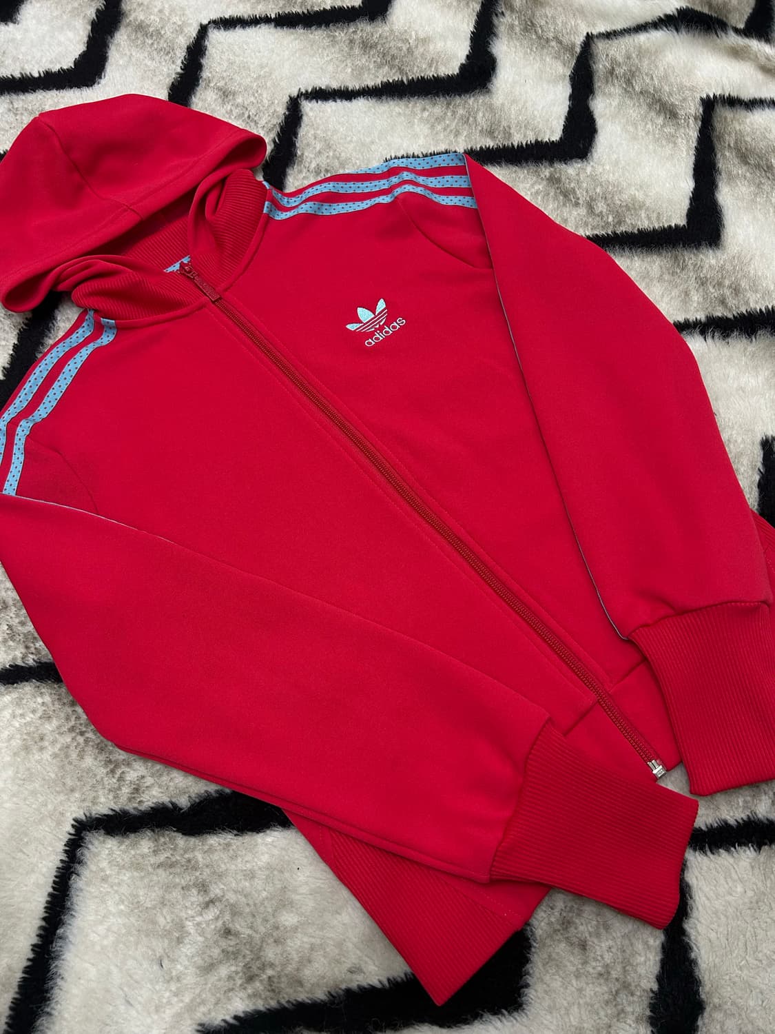 [S]아디다스 도트 삼선 후드져지/핑크블루 상품이미지2