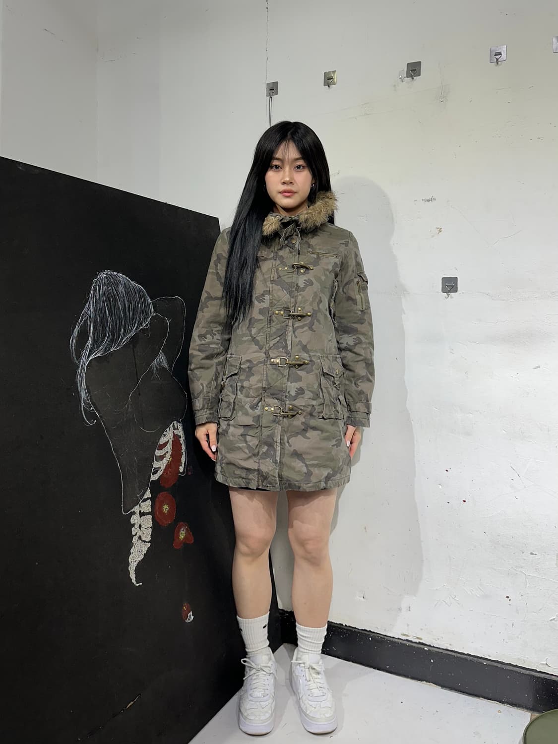 Jpn 일본빈티지 크레이지엔젤 토클 포인트 카모 롱자켓 야상 상품이미지2