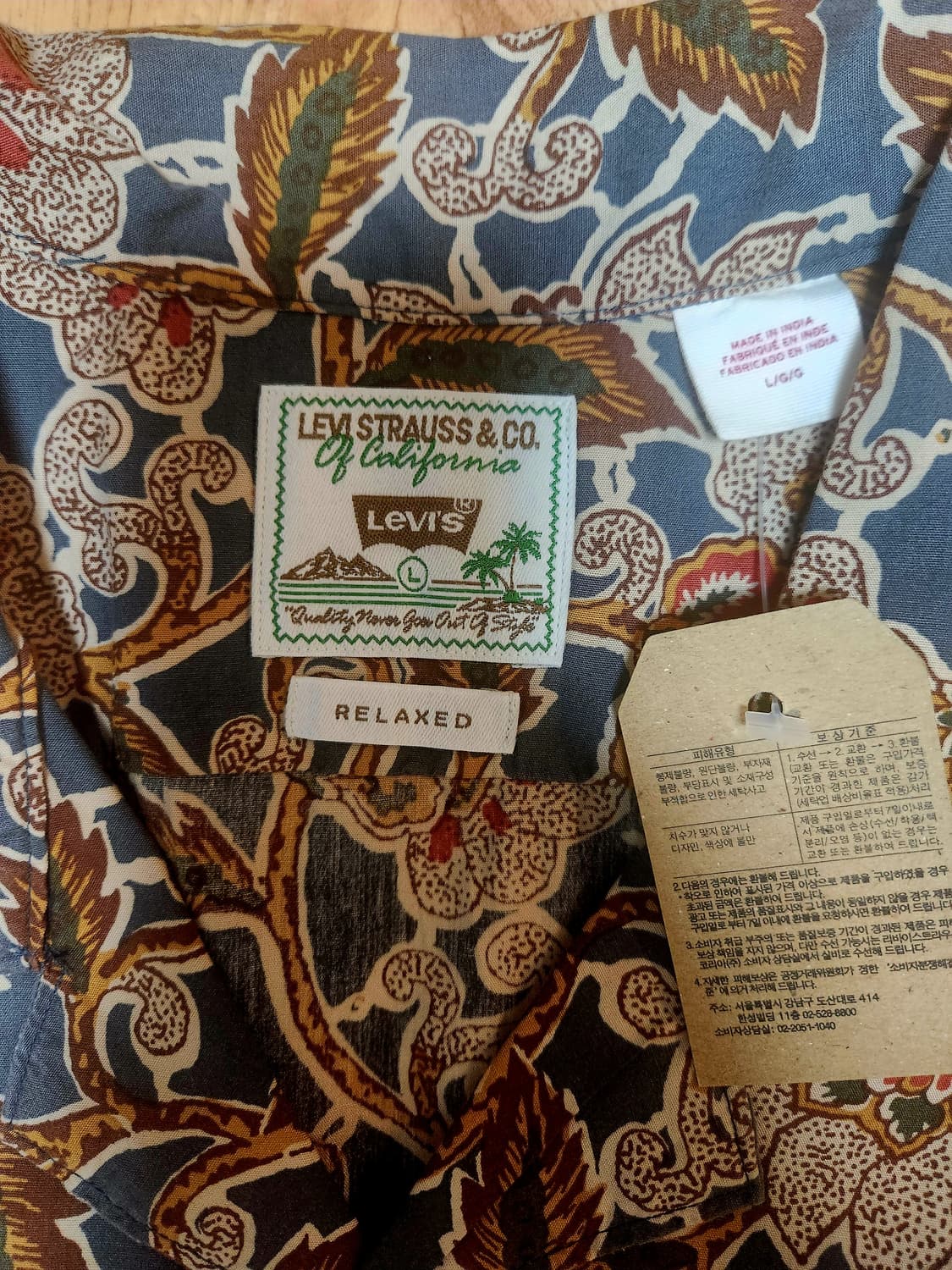 리바이스 인도산 셔츠 새상품 L 상품이미지3