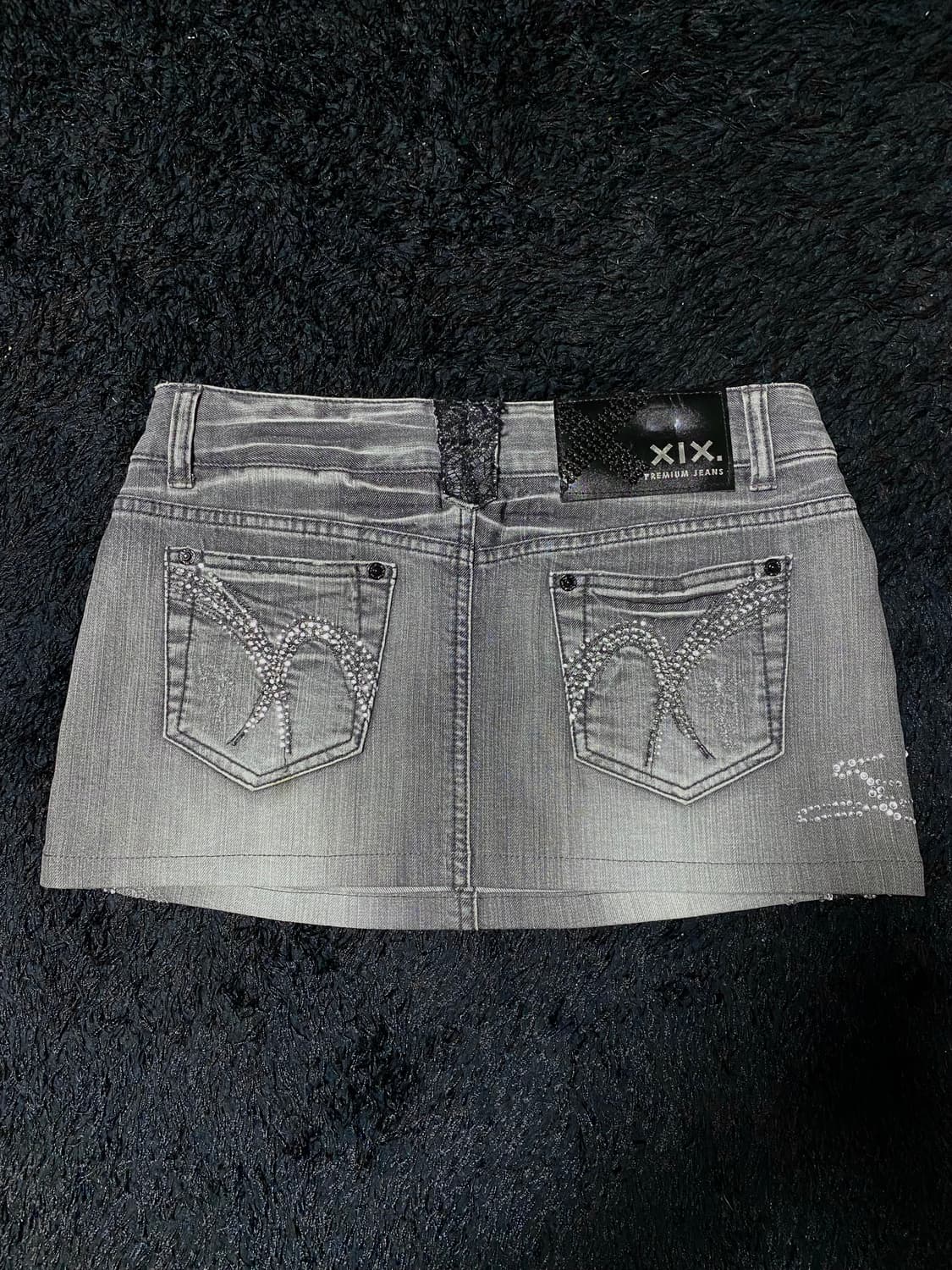 그레이 워싱 로우라이즈 미니스커트 y2k 펑크 갸루 상품이미지2