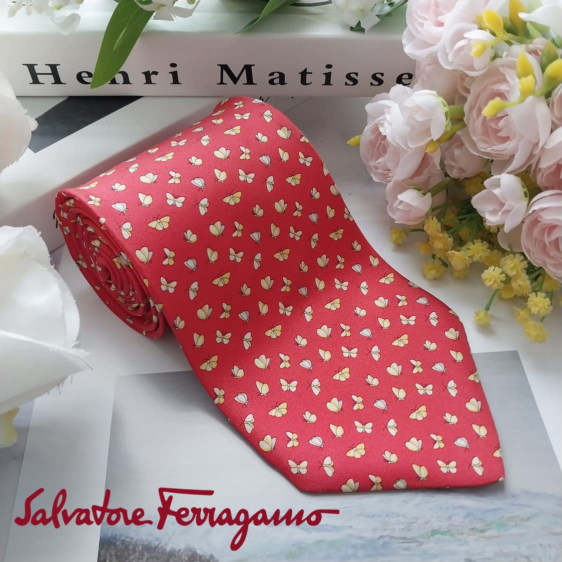 살바토레 페라가모 나비 패턴 넥타이 10.2cm A+~A등급 K2245 상품이미지2