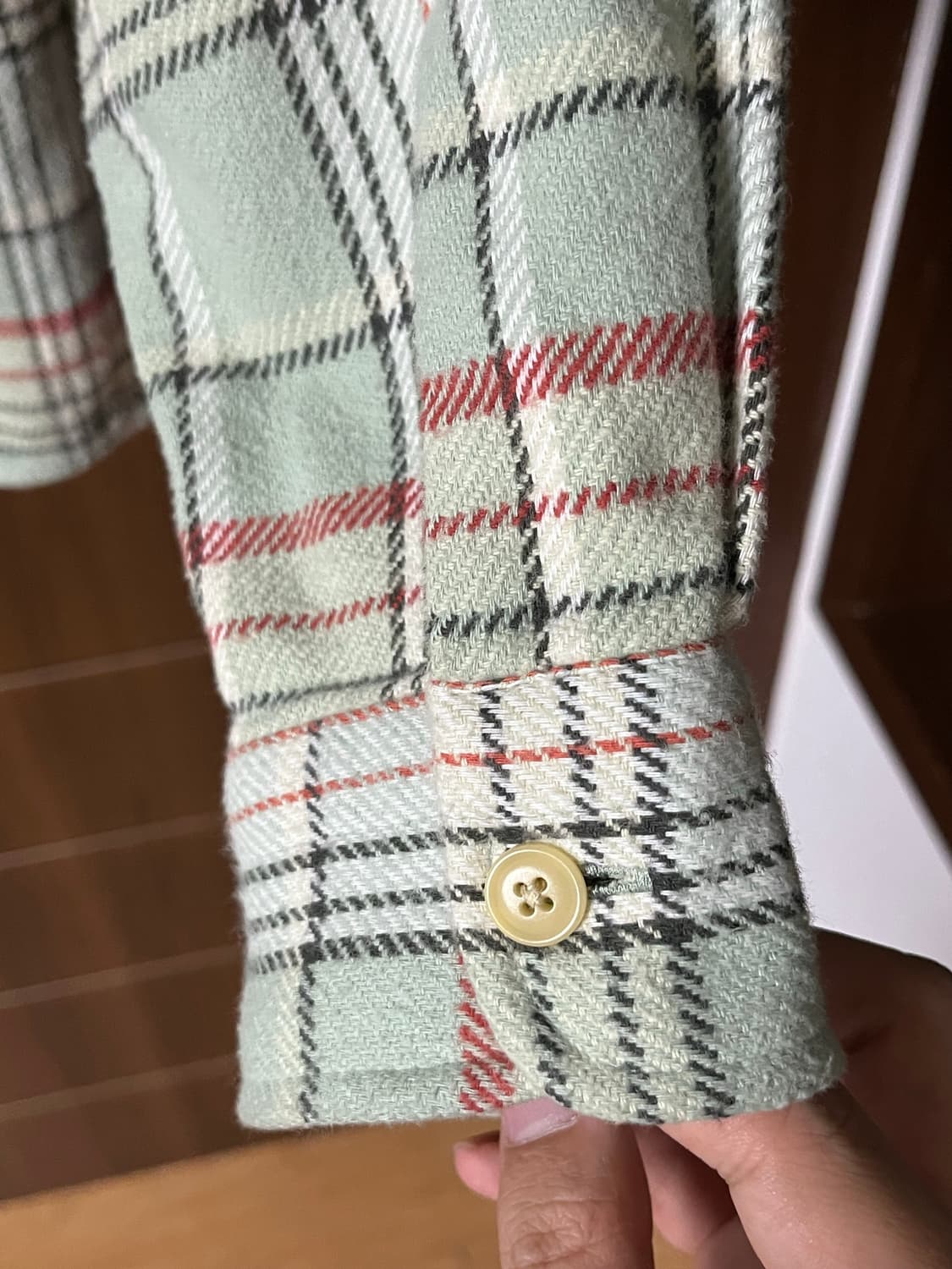 카키스 brushed plaid shirts 라지 L pale green 상품이미지3