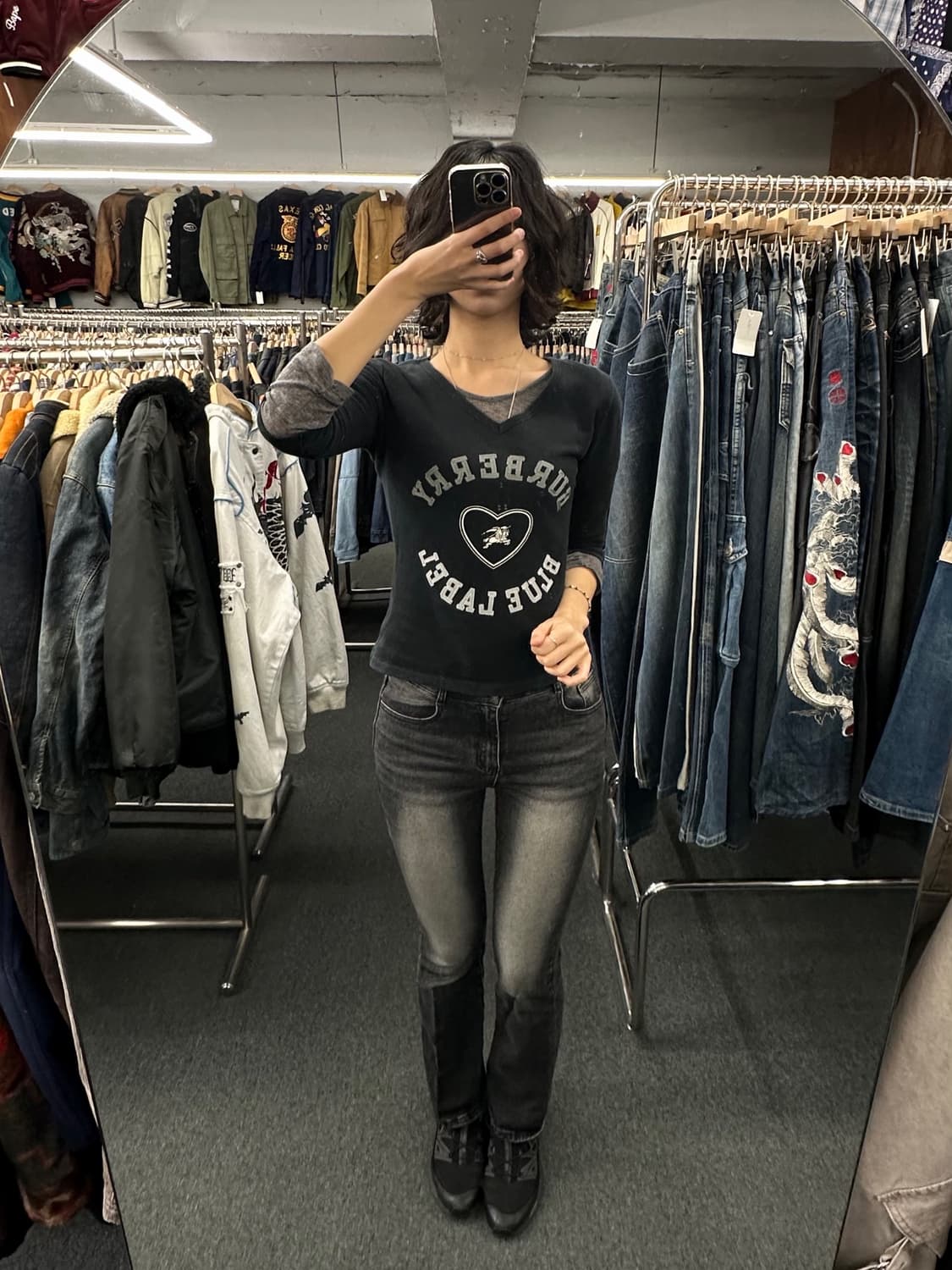 38)버버리 블루라벨 빈티지 여성 브이넥 7부 셔츠 상품이미지1