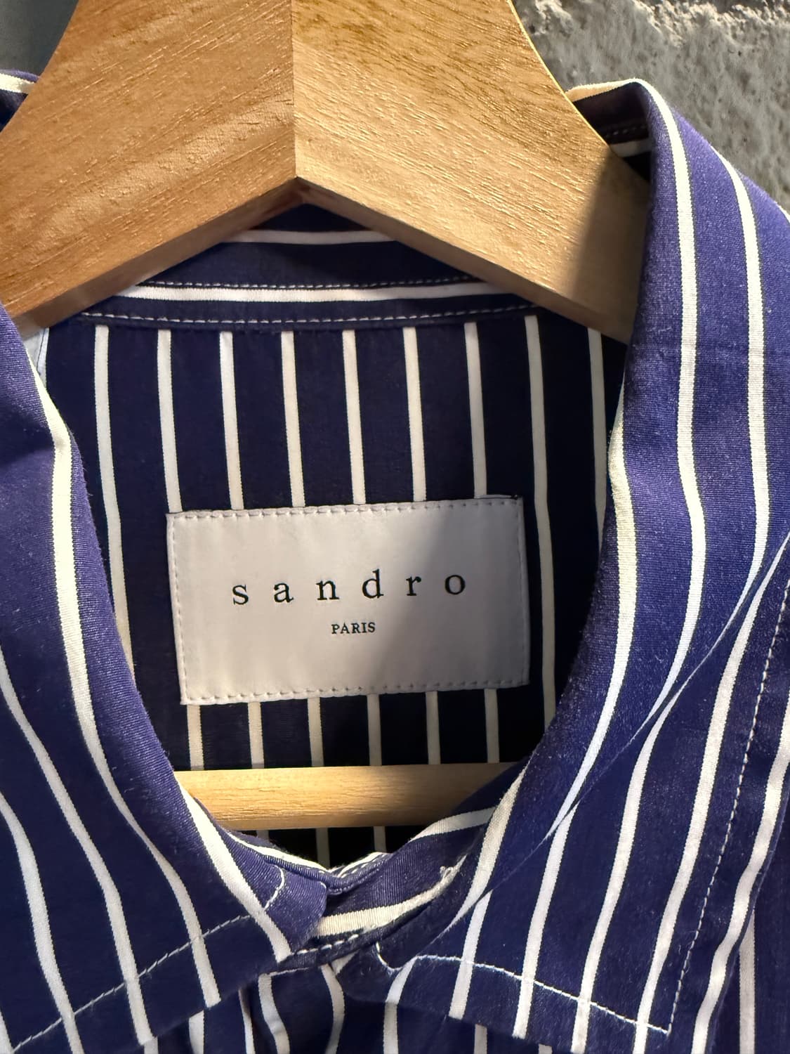 산드로 SANDRO 파리 스트라이프 코튼 셔츠 네이비 39 상품이미지4