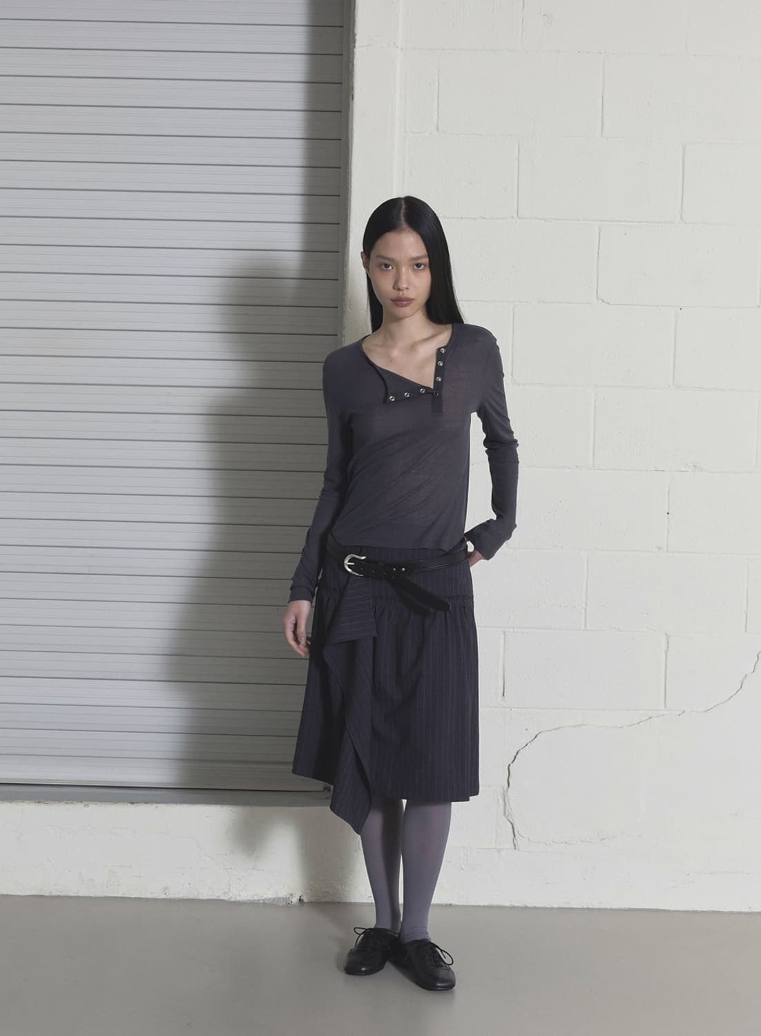 오데스 드레이프 미디스커트2 상품이미지2