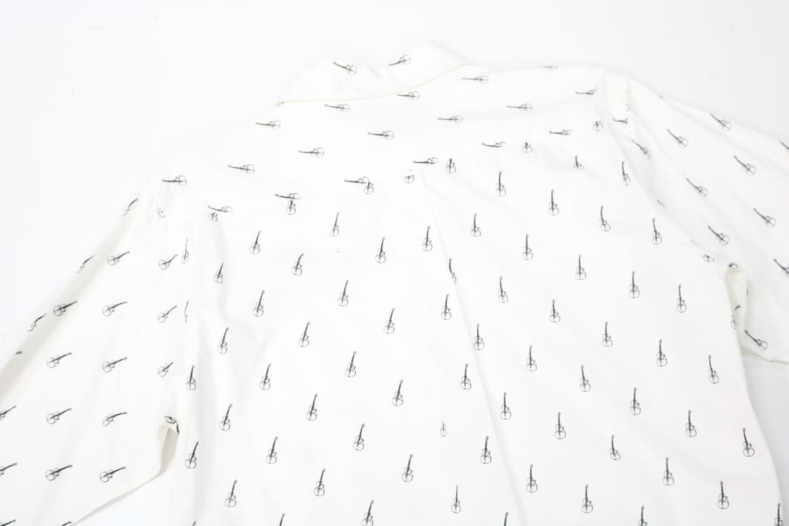 POINTER 포인터 빈티지 기타 올오버 패턴 화이트 셔츠 (M) 상품이미지6