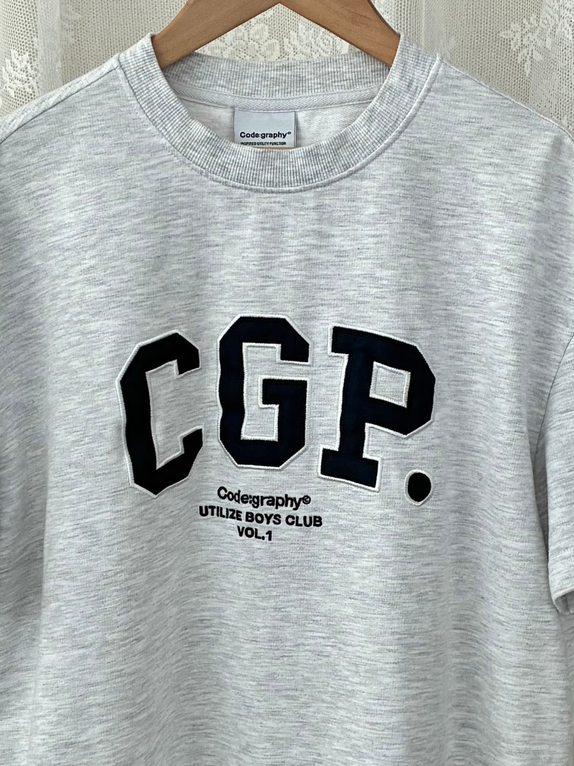 S) 공용 코드그라피 맨투맨 반팔 티셔츠 그레이 상품이미지3