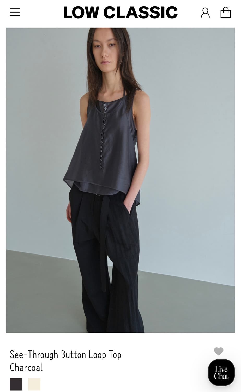 로우 클래식 시스루 슬리브리스 탑 판매합니다. 상품이미지1