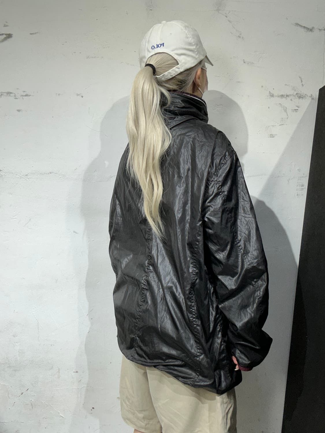컨버스 블랙 바람막이 오버핏 후드 트랙 자켓 L 상품이미지3