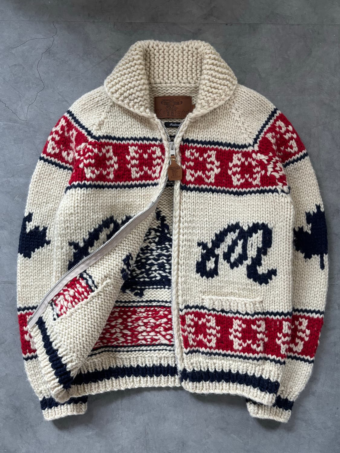 Kanata 카나타 x 말본 아이보리 노르딕패턴 울 카라 집업 상품이미지1