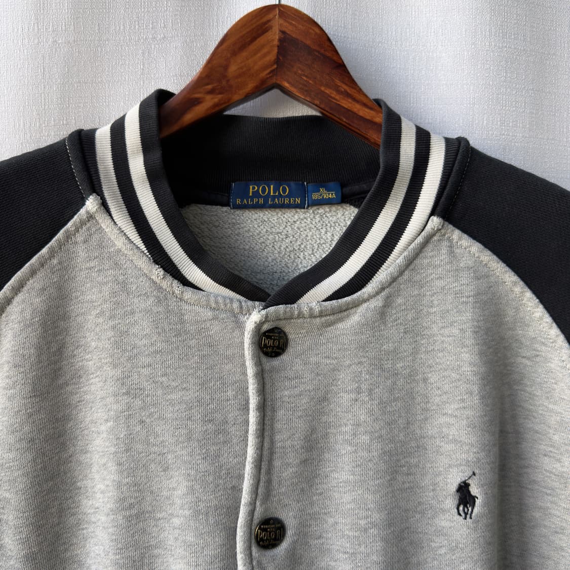 폴로 랄프로렌 바시티 자켓 블랙 그레이 XL 상품이미지4