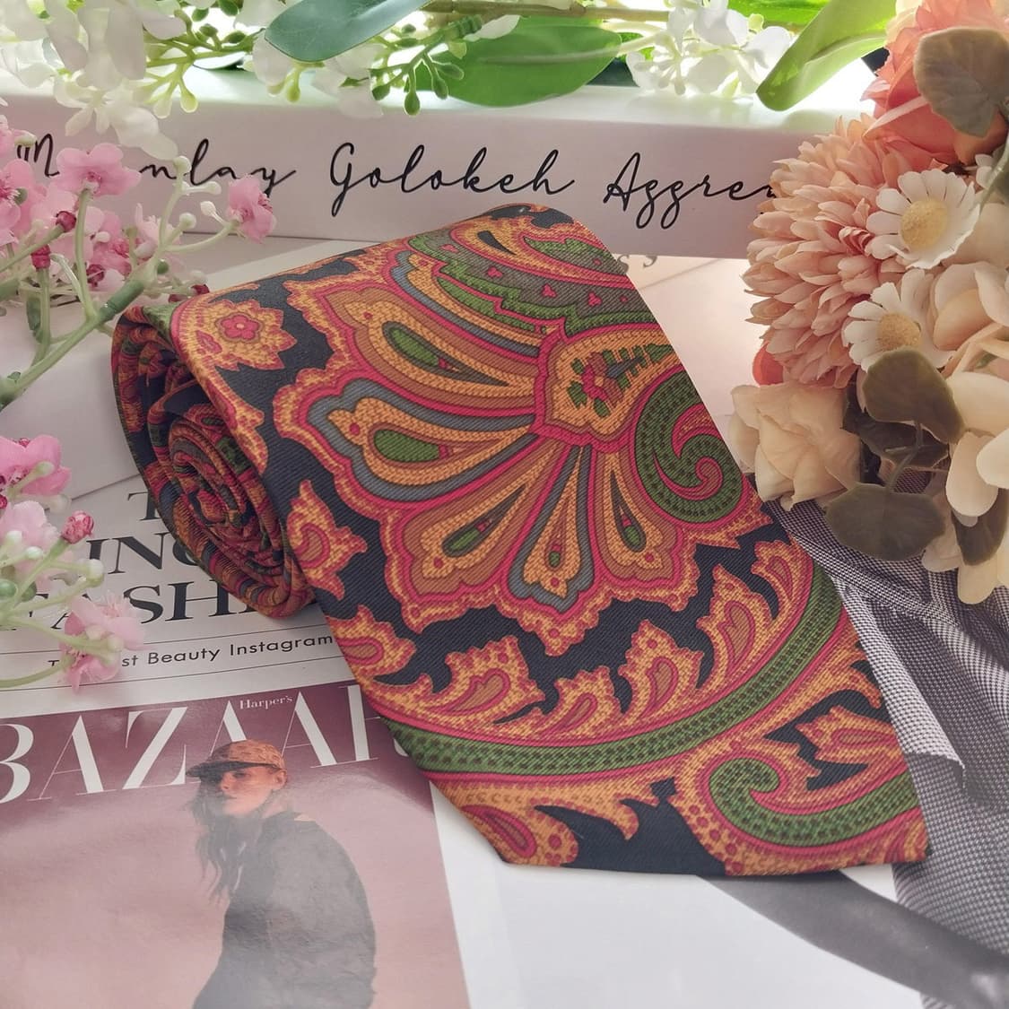 아쿠아스큐텀 실크 블랙 페이즐리 넥타이 9.5cm A+등급 K1521
 상품이미지2