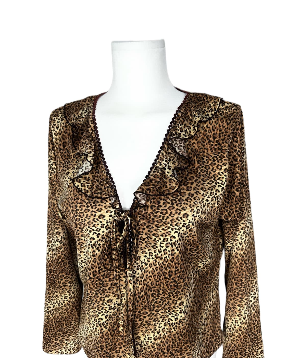 leopard frill ribbon cardigan 상품이미지3