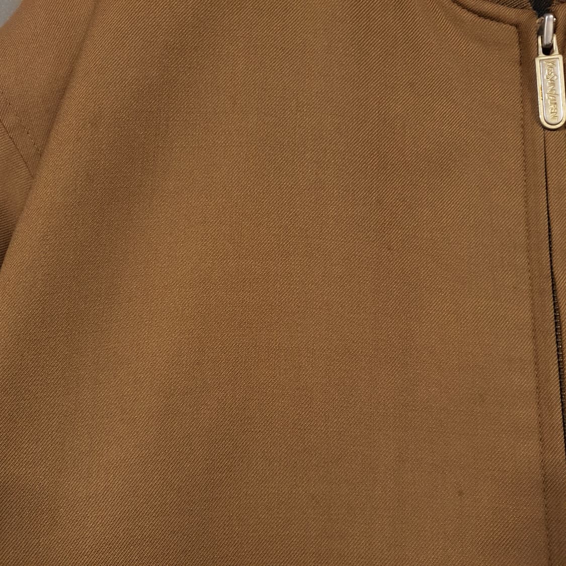 100 (L) 입생로랑 YSL 오버핏 브라운 울 블루종 봄버 자켓 카멜 상품이미지4