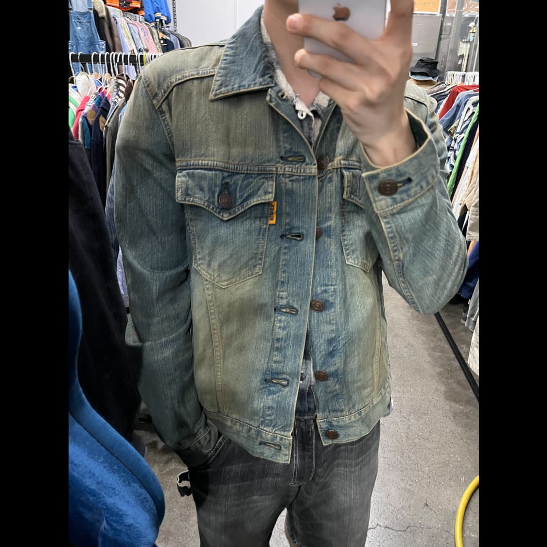 에드윈 재팬 오렌지탭 옐로 워시드 데님 트러커 자켓 상품이미지4