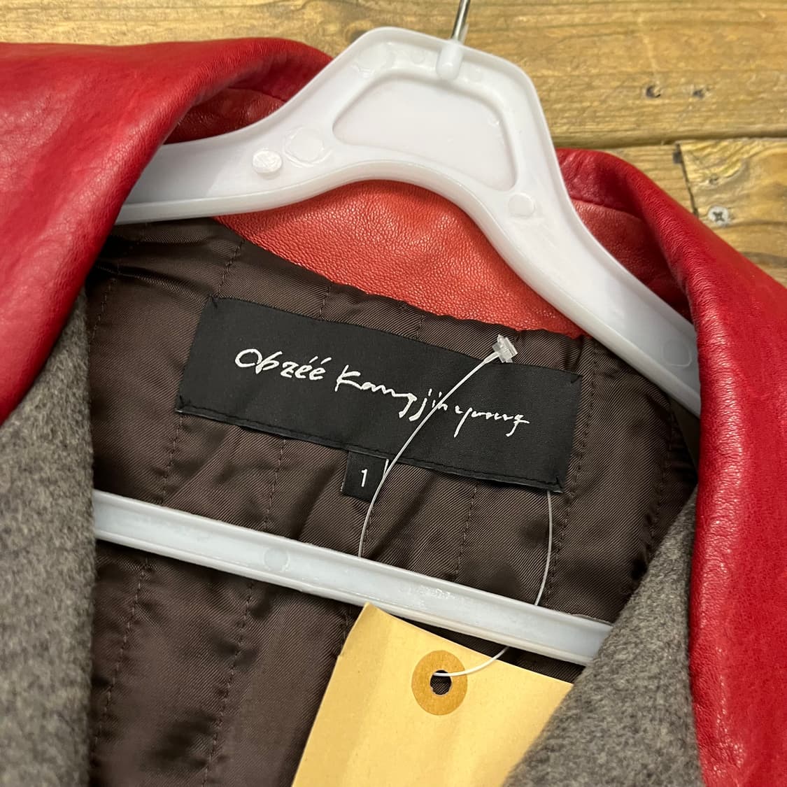 오브제 양가죽 울 배색 코트 자켓 상품이미지4