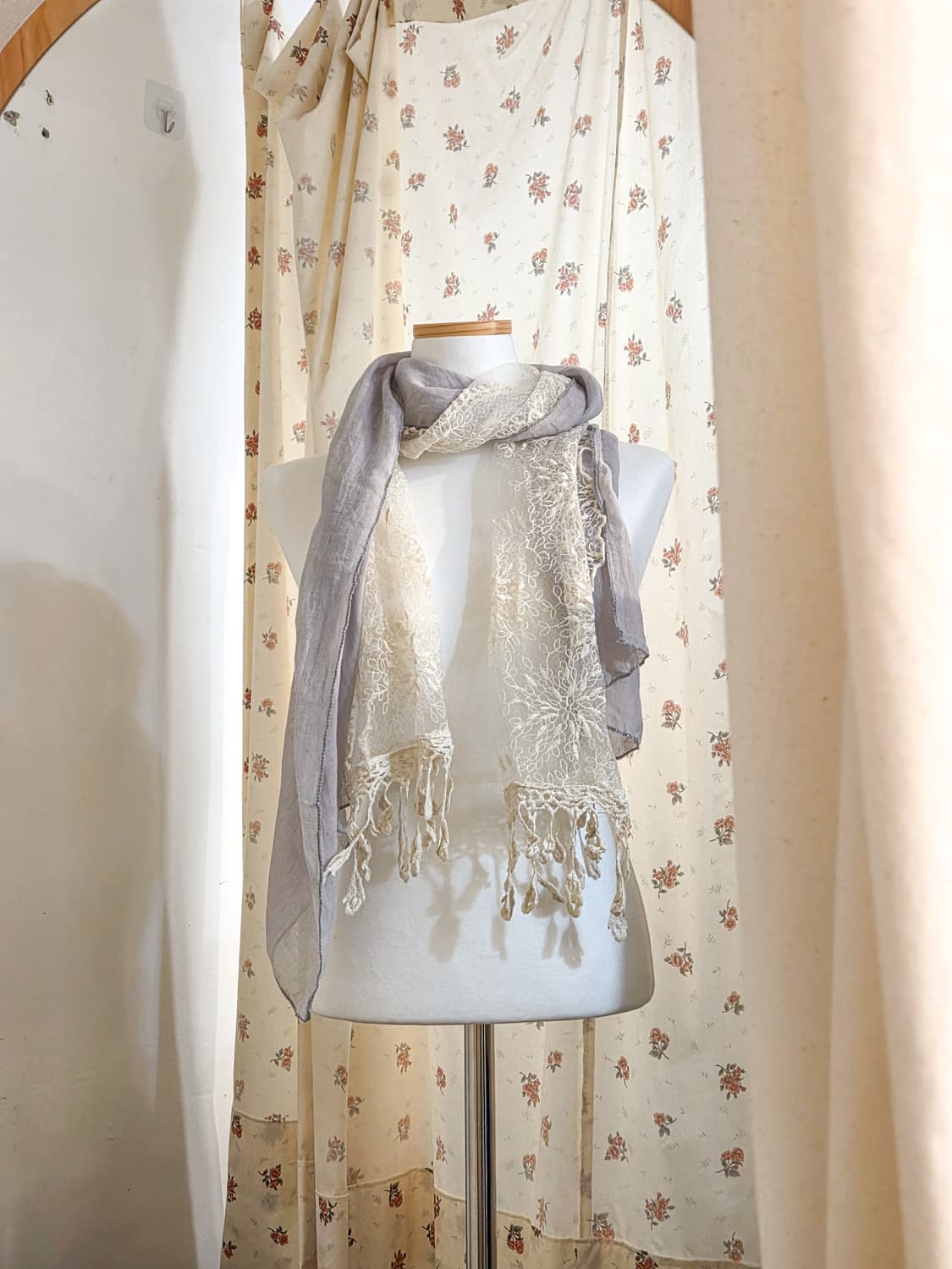 여리여리 레이스 패치워크 머플러 상품이미지1