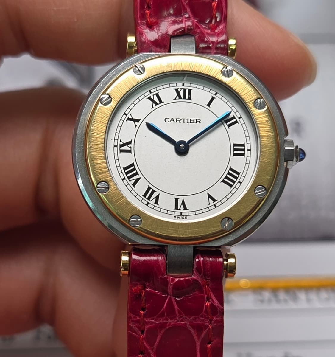 까르띠에 산토스 원형 오리지널 실버로만 블루핸즈 18K콤비 여성용 (감정 상품이미지2