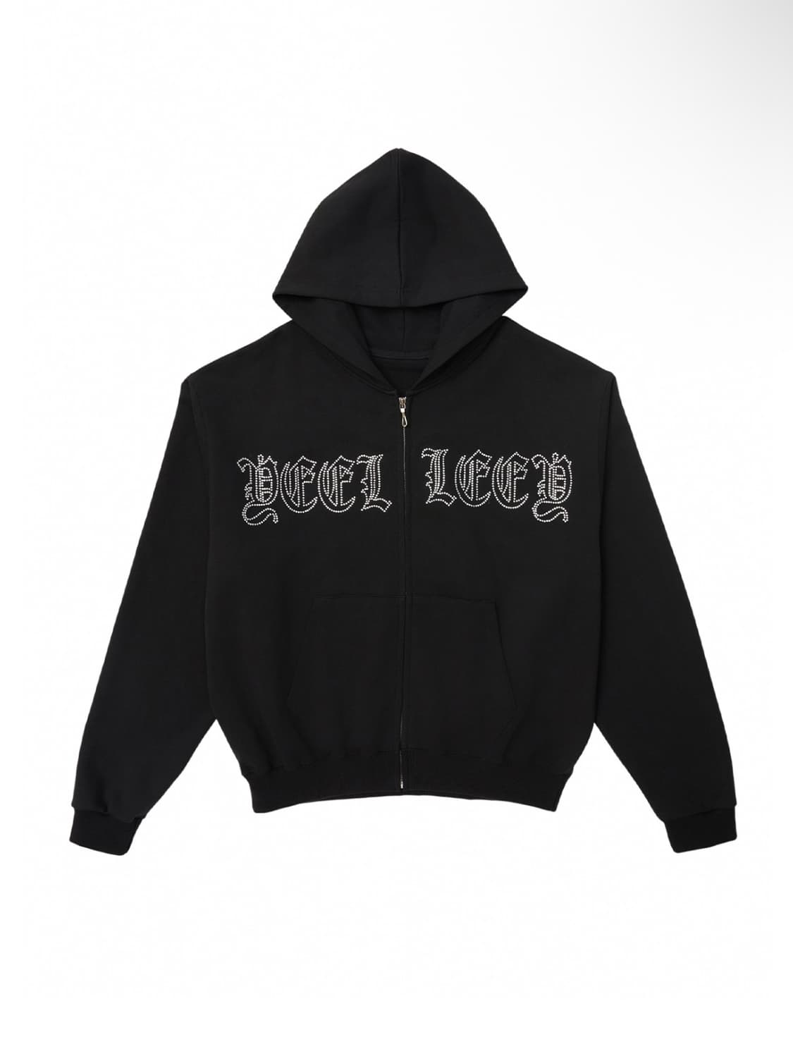 STUDDED ZIP-UP HOODIE OVERSIZED BLACK 상품이미지1