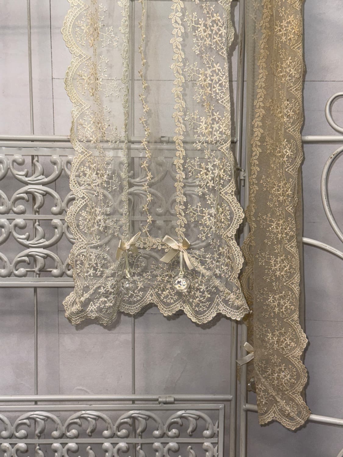 Ivory floral lace ribbon ball scarf 상품이미지2