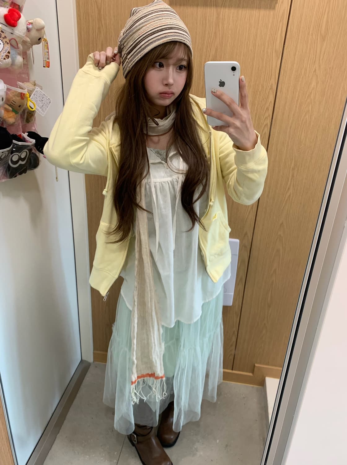 별패턴 민트 노랑 하구미 모리걸 레이스 샤스커트 코디세트 상품이미지1