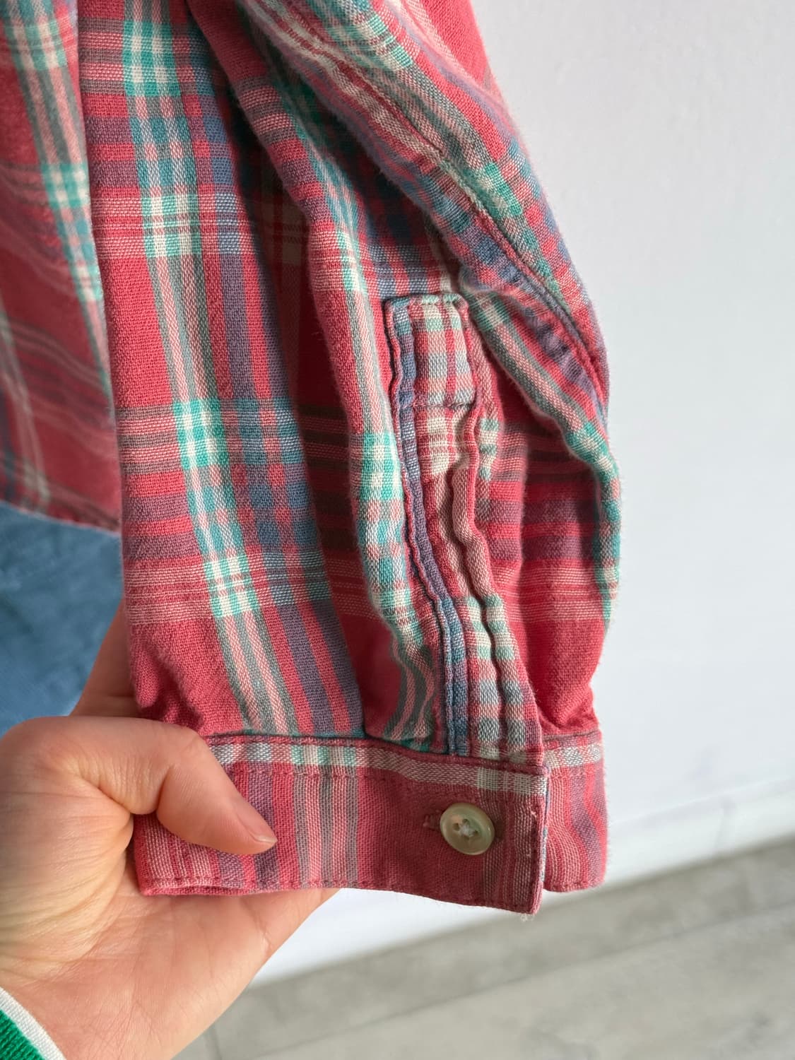 에디바우어 코튼 코랄체크 셔츠 일본빈티지 상품이미지3