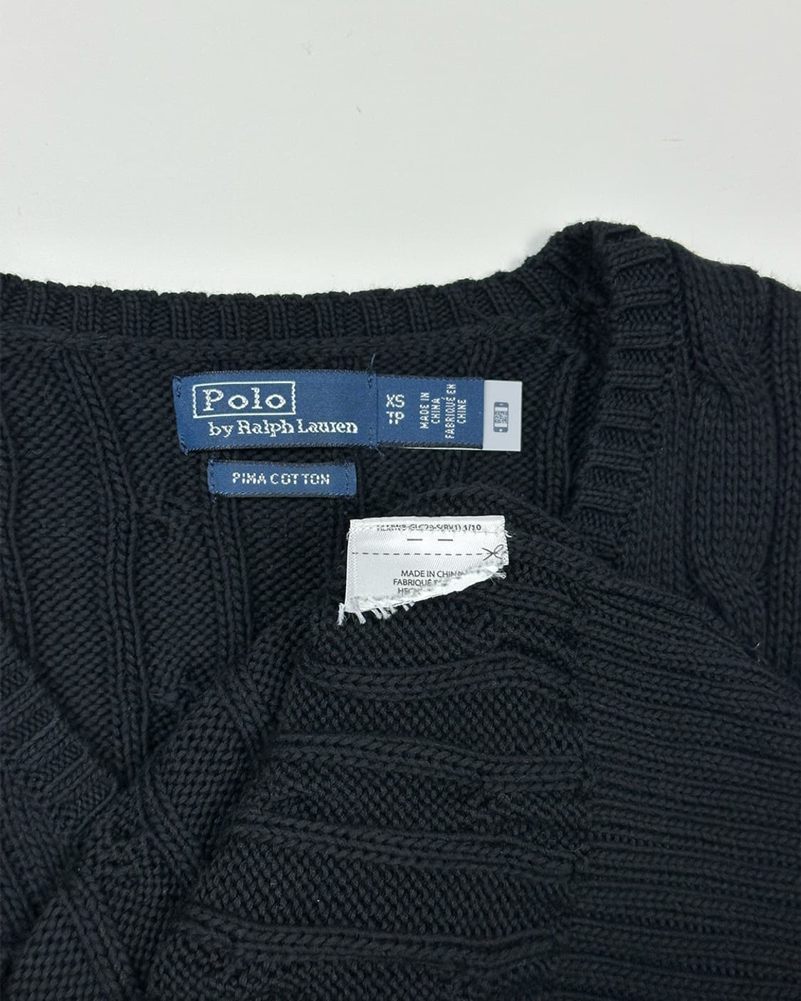 폴로 피마코튼 브이넥 케이블 니트 상품이미지3