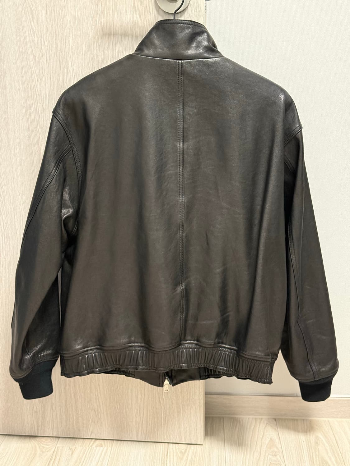 (2size) 인더로우 하이넥 램스킨 베지터블 레더자켓 상품이미지2