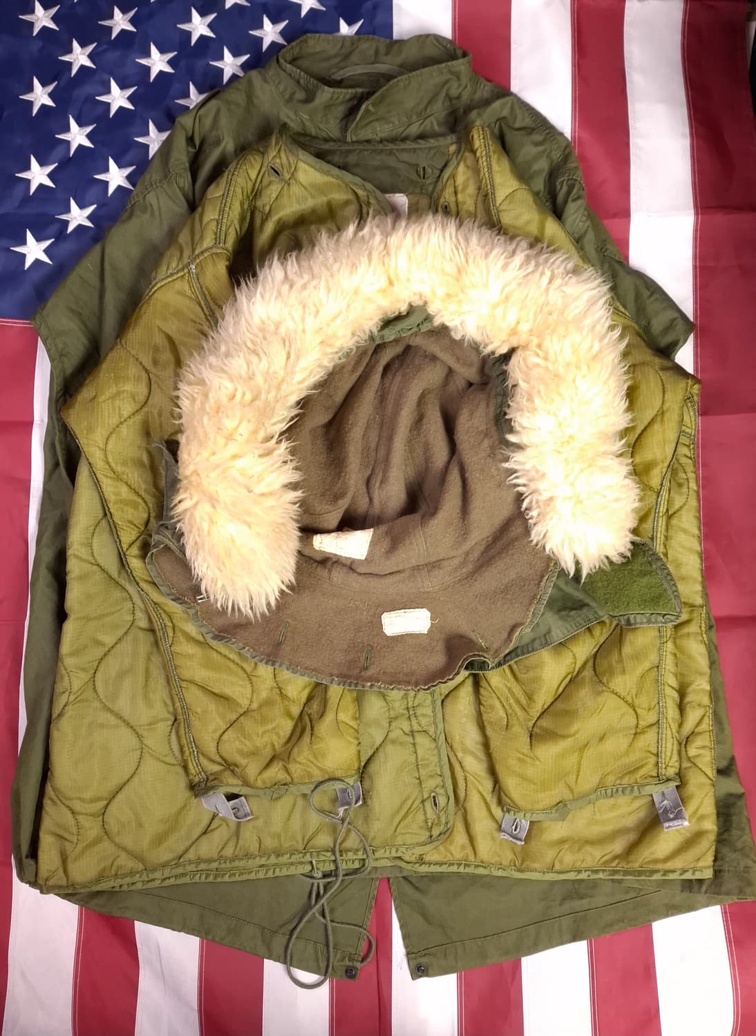 오리지날 미군 M-65 개파카 후드 양털 라지사이즈 풀셋트 상품이미지1