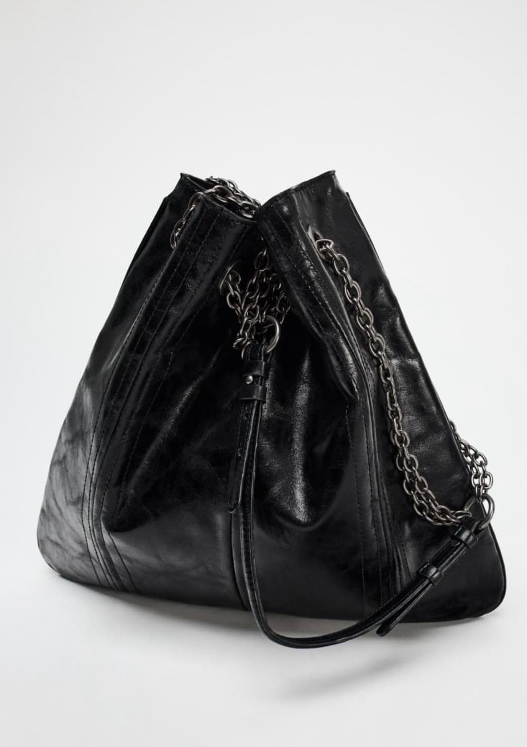 ZARA 자라 락 버킷백 체인 스트랩 블랙 상품이미지3