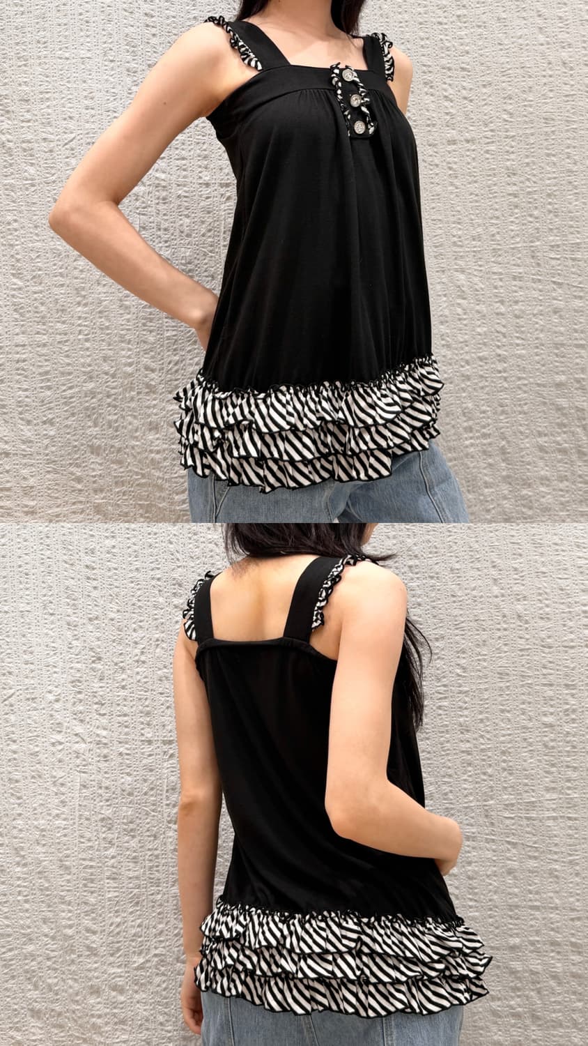 Black&white frill sleeveless 상품이미지7