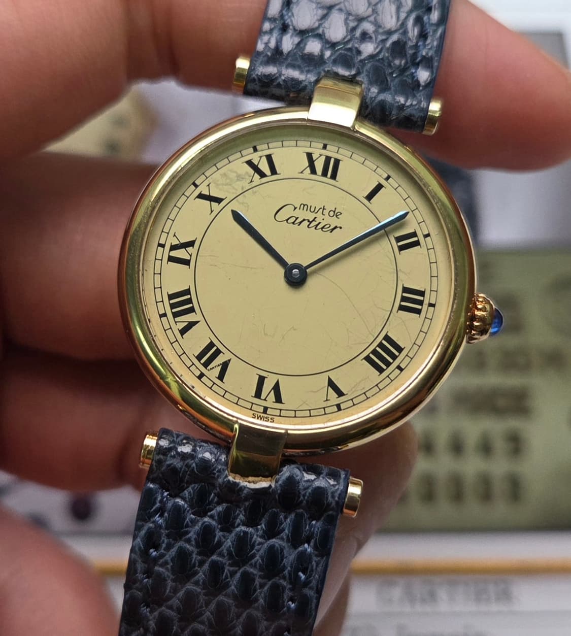 빈티지 까르띠에 머스트드 방돔 오리지널 스파이더 다이얼 남성용 (감정서  상품이미지4