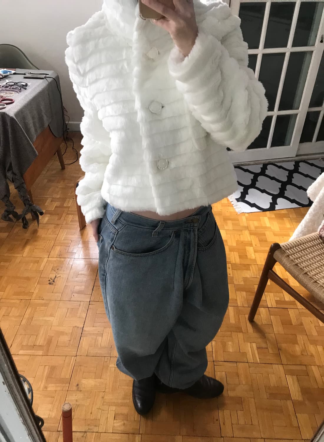 vintage white eco fur jacket 상품이미지3