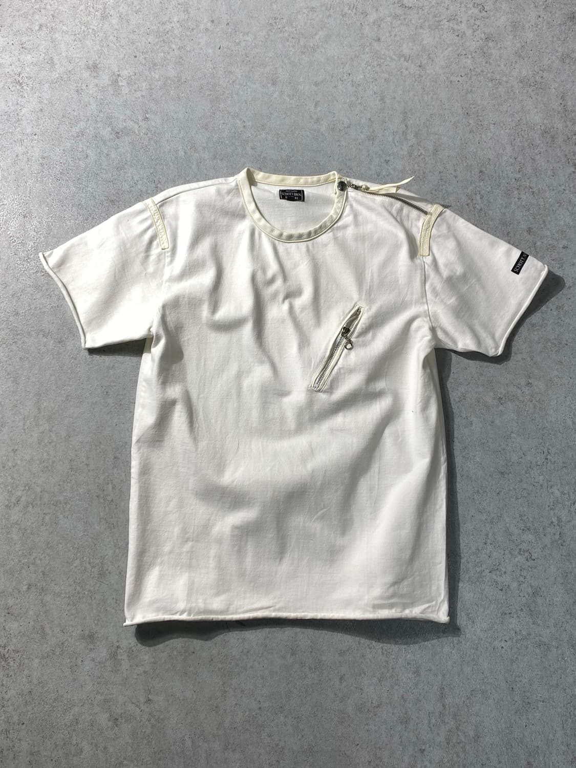 [M] Schott NYC 쇼트 레더패치워크 밀리터리 반팔 상품이미지1