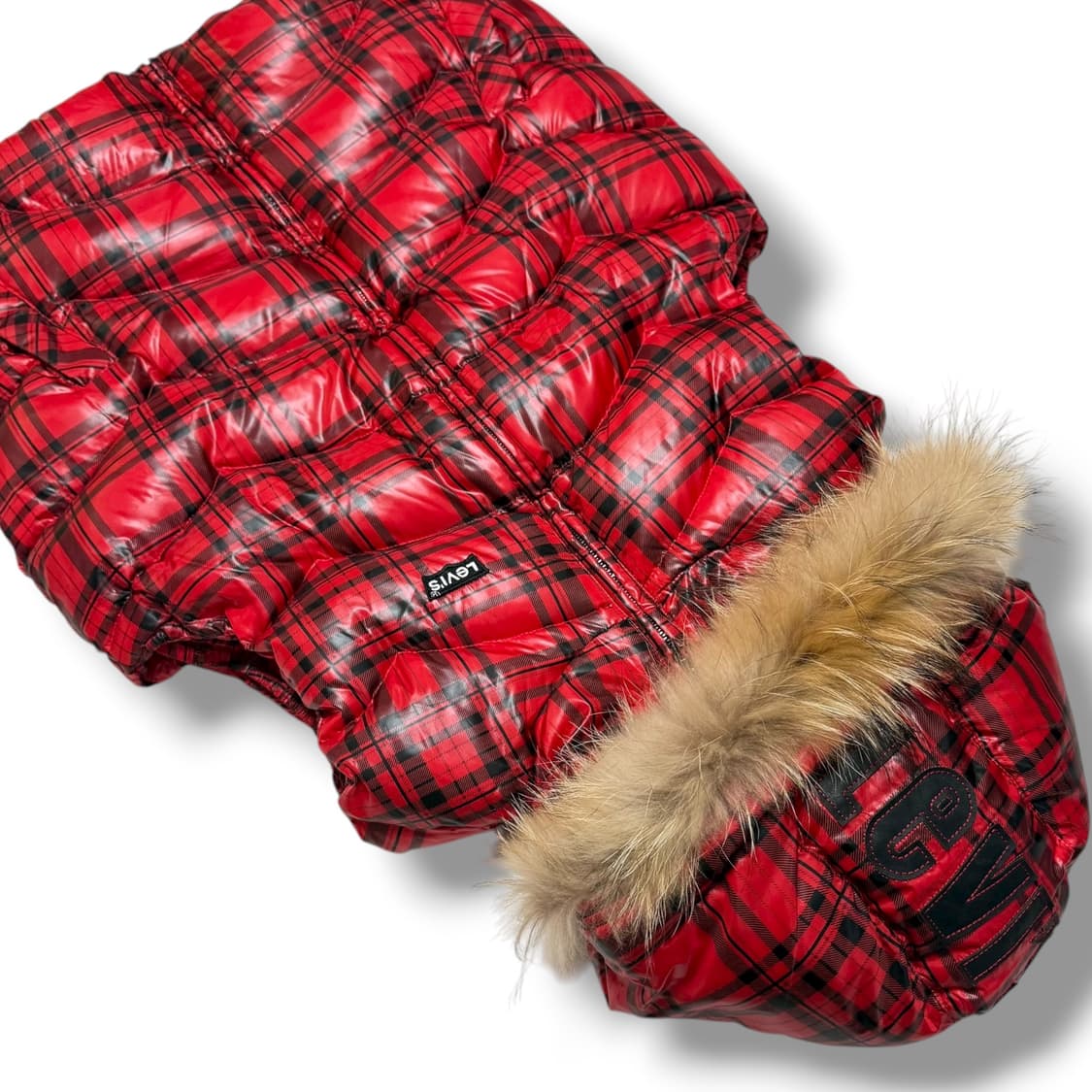 ⭐️희귀⭐️리바이스 덕다운 레드체크 후드퍼 베스트 패딩조끼 상품이미지1