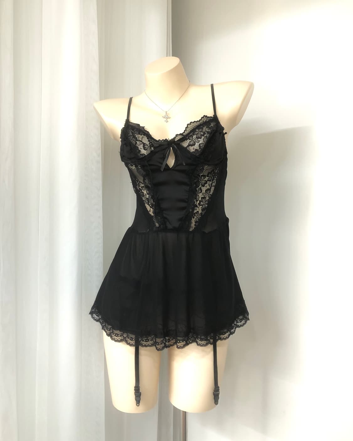 black gothic ribbon lace lingerie  상품이미지2