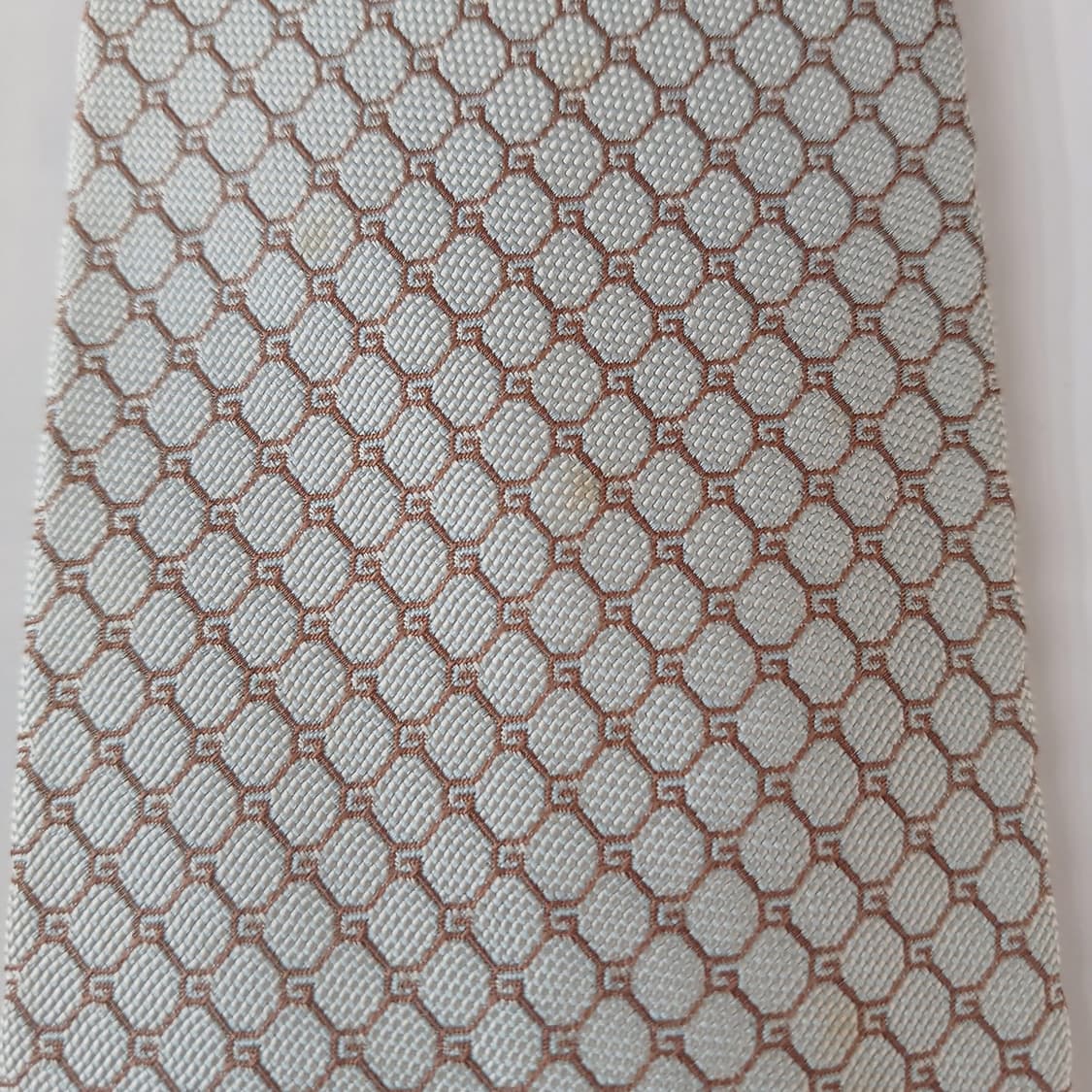 구찌 실크 실버&베이지 G로고 패턴 넥타이 9.4cm B등급 A19055 상품이미지5