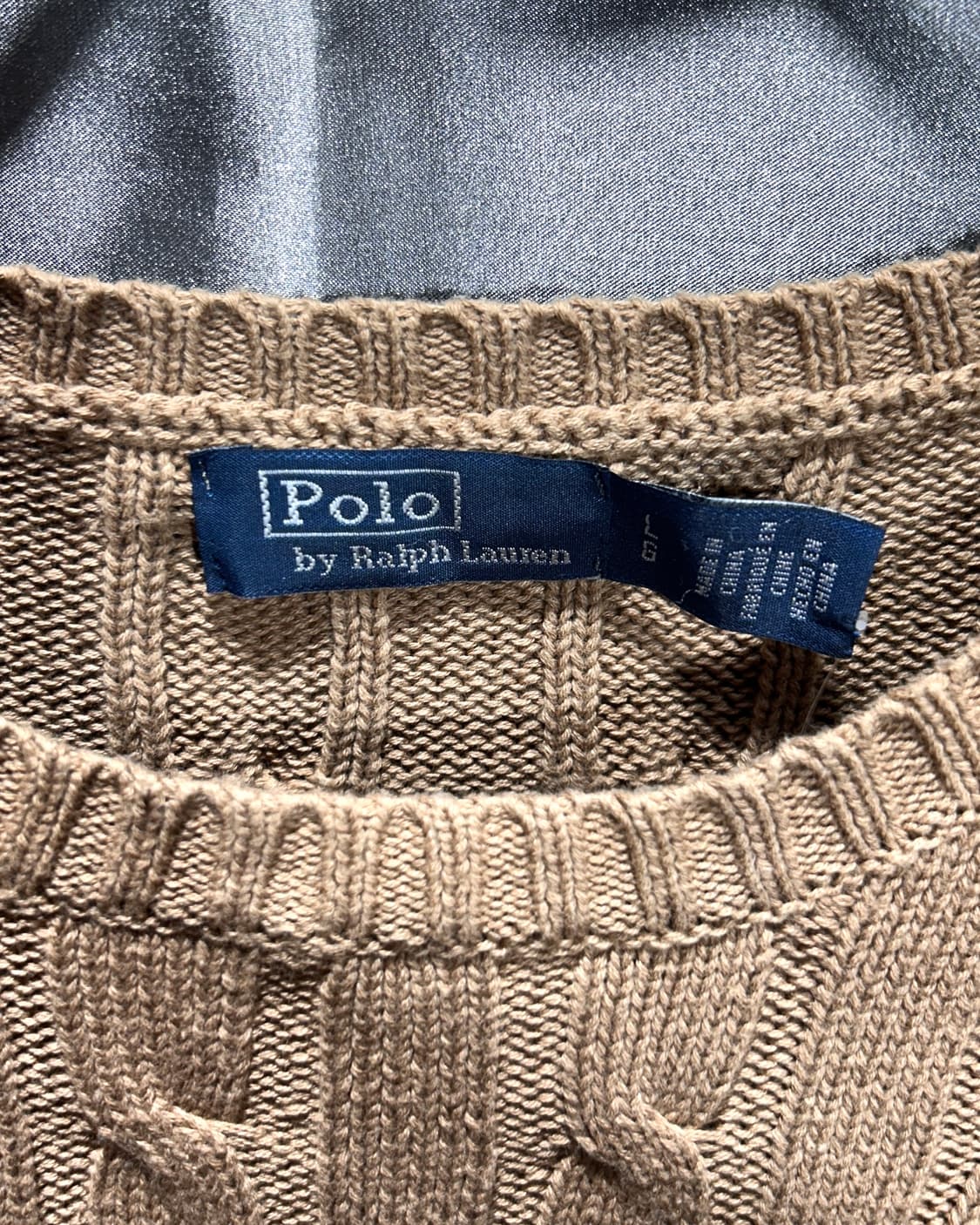 L 폴로랄프로렌 화이트 포니 브라운 케이블 니트 상품이미지5