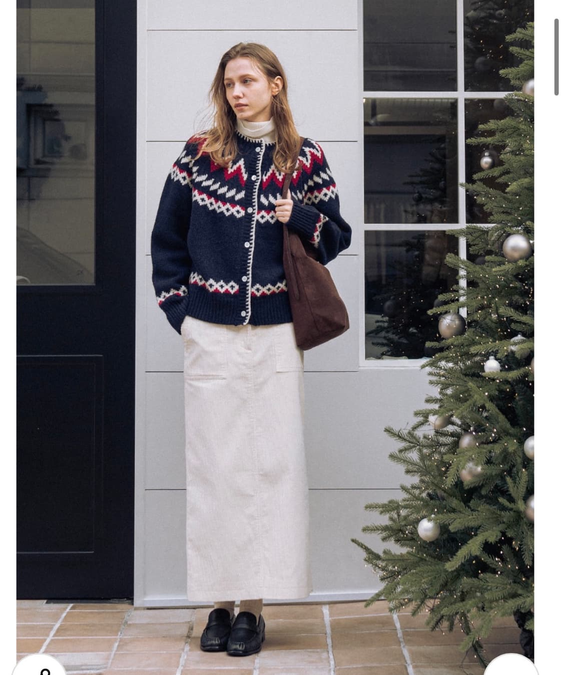 시야쥬 노르딕 자카드 니트 가디건 네이비 상품이미지1