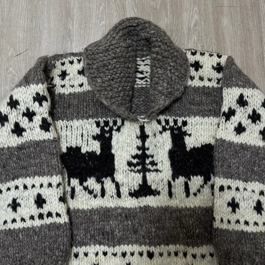 빈티지 헤비 울 숄카라 코위찬 니트 M 상품이미지2