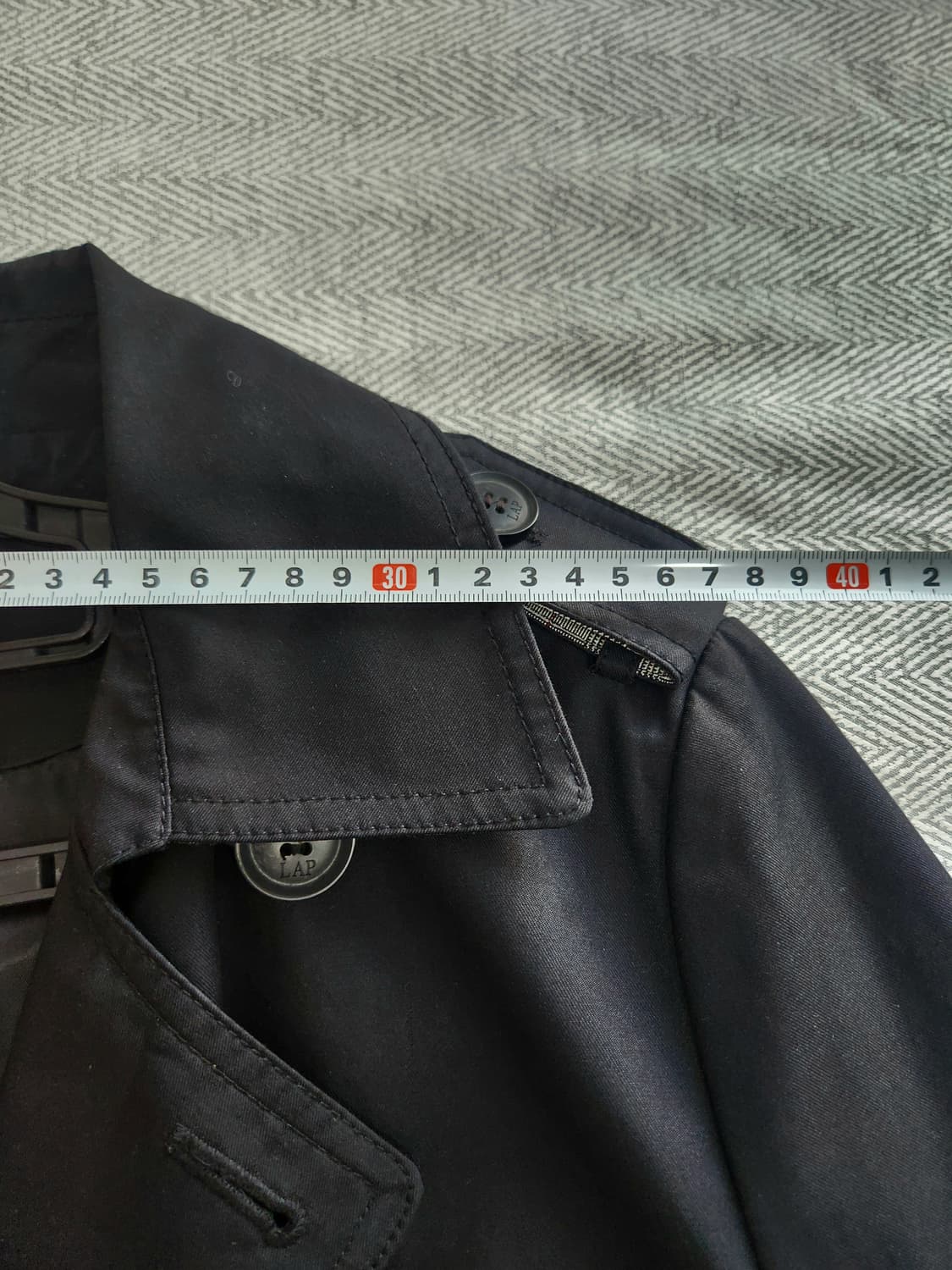 [85] 랩 LAP  블랙 트렌치 코트 여성 85사이즈 체크배색 상품이미지9