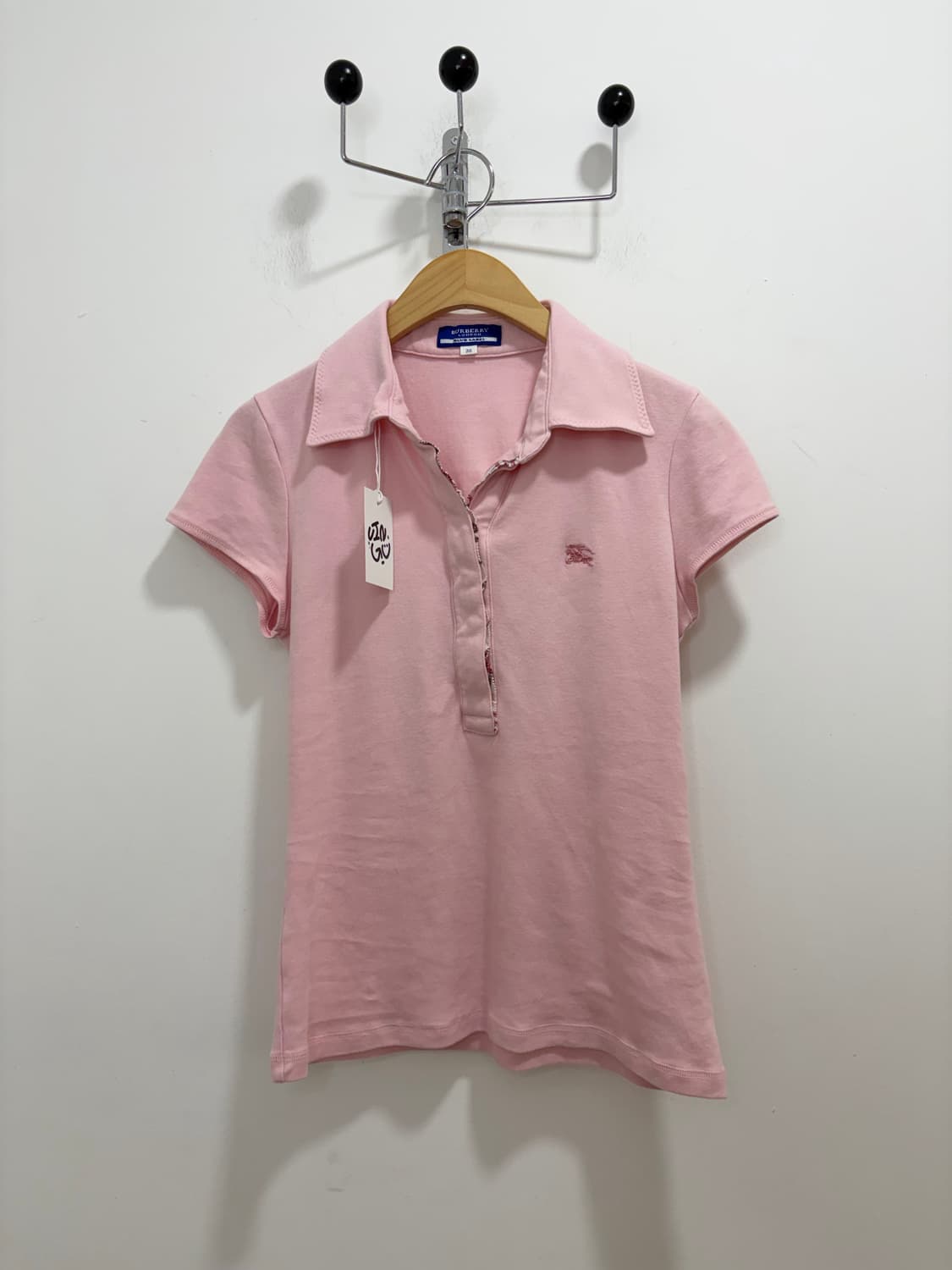 버버리 핑크 카라 반팔 티셔츠 상품이미지4