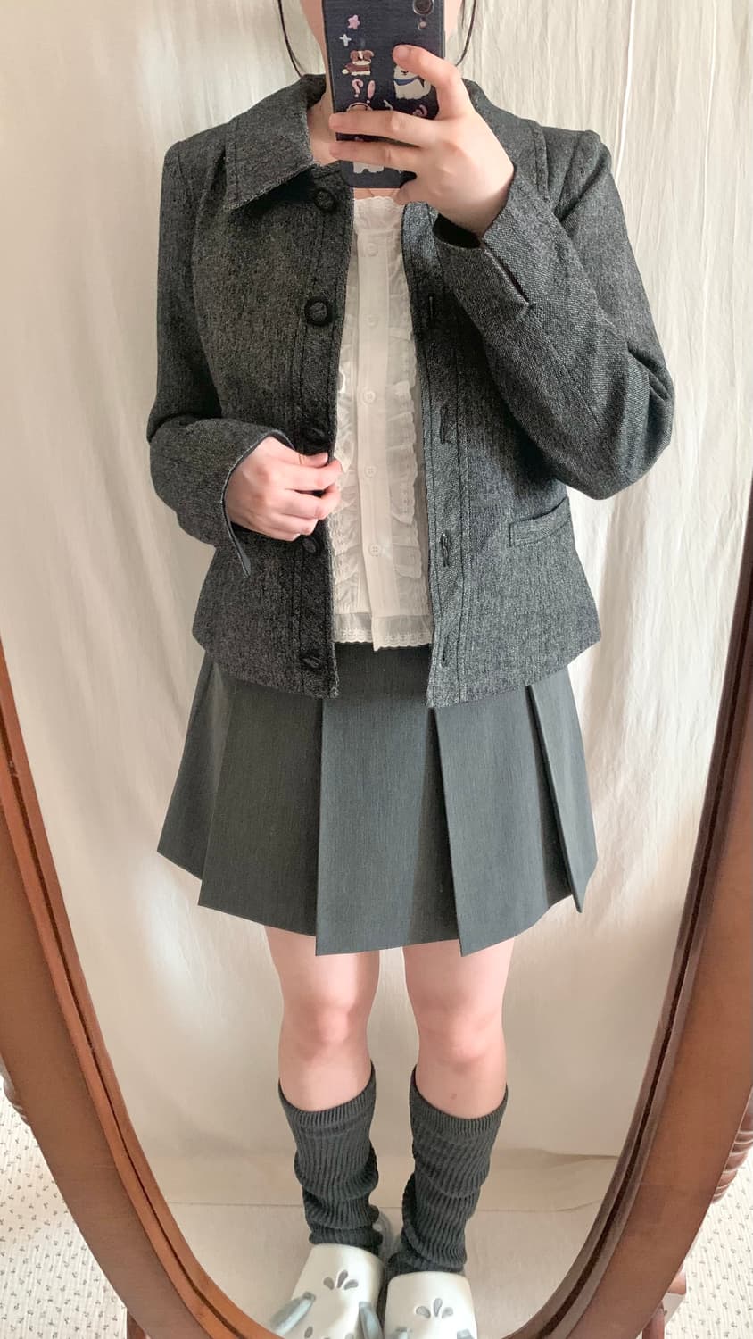 그레이 카라 트위드 자켓 상품이미지5